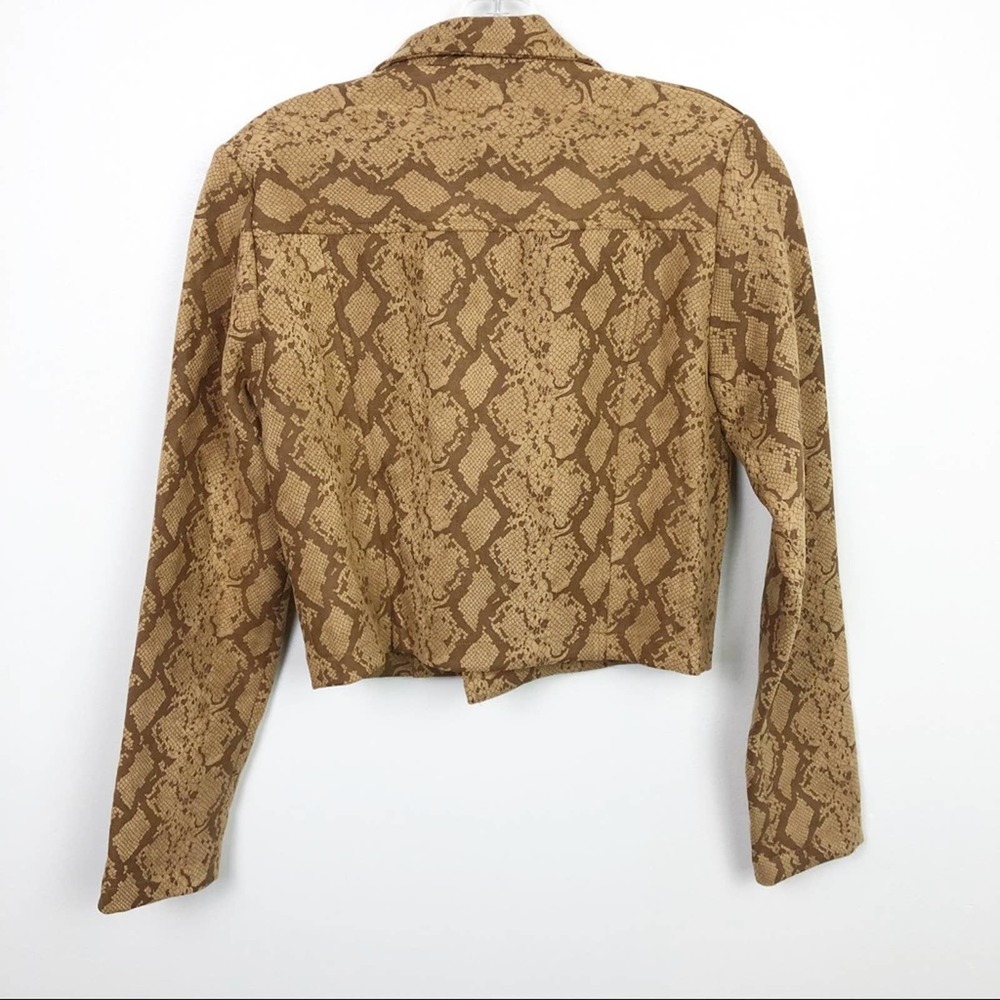 Lucy Paris Snakeskin Moto Jacket Brown Tan Size Small - Picture 10 of 10
